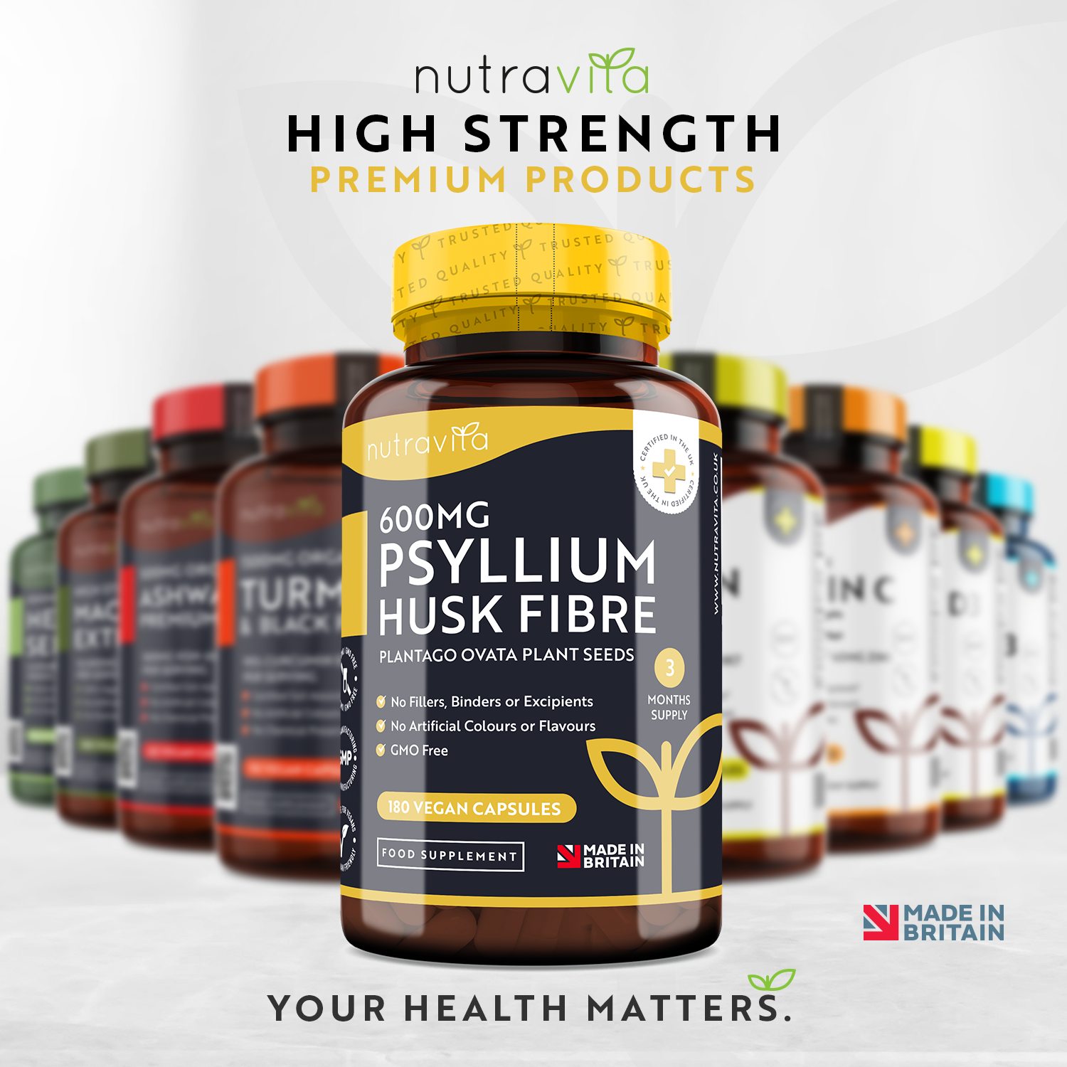 Psyllium Husk Fibre 700mg - 180 Vegan Capsules