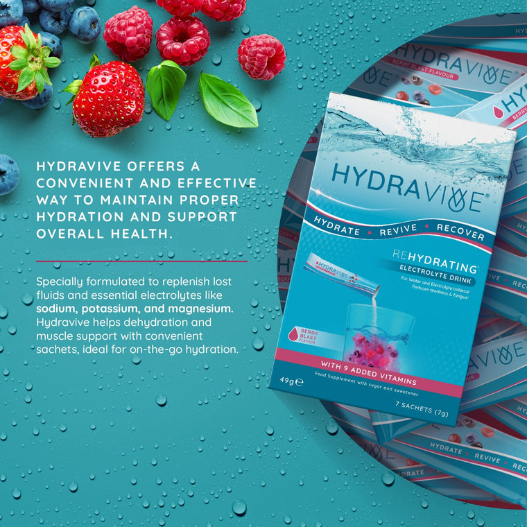 Hydravive Rapid Rehydration Electrolytes Powder - 7 Pack Berry Blast