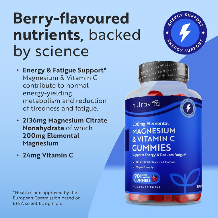High Strength Magnesium Citrate With Vitamin C - 90 Gummies