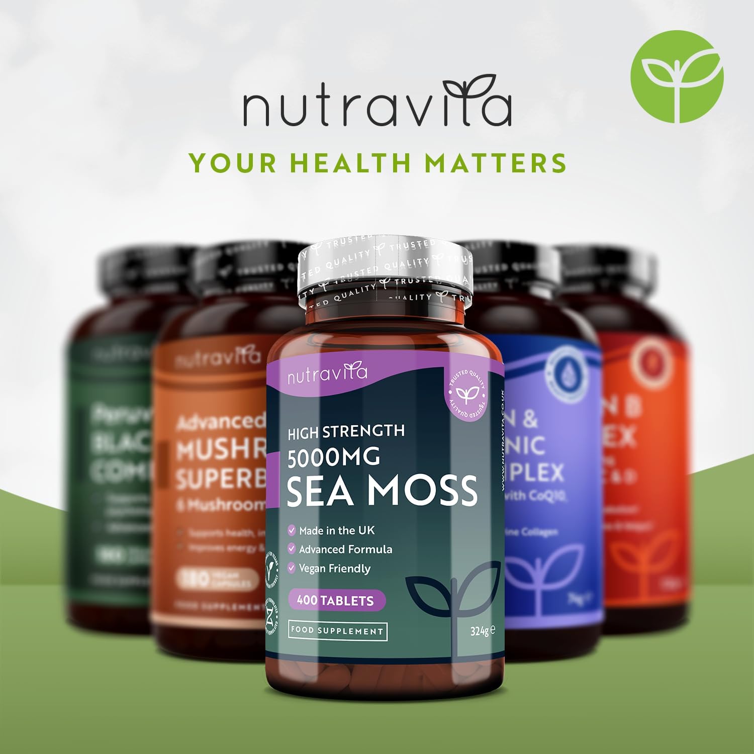 High Strength Sea Moss 5000mg | 400 Tablets | Nutravita | Nutravita