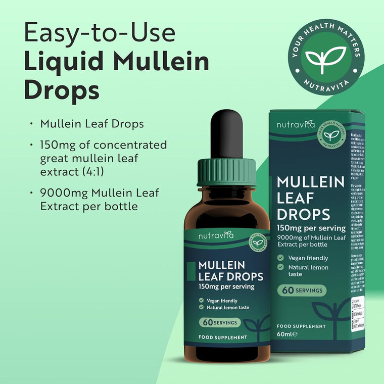 Mullein Leaf Extract 150mg - 60ml Drops Per Bottle