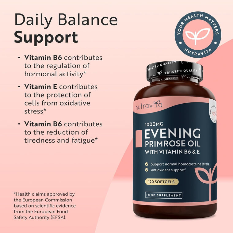 Evening Primrose Oil With Vitamin B6 & E – 120 Softgels