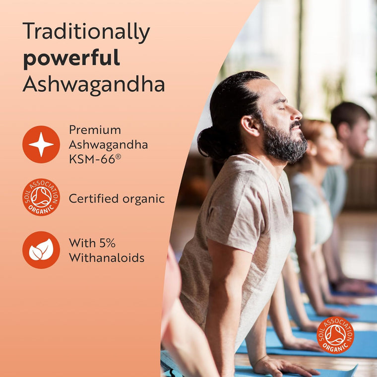 Organic Ashwagandha 500MG KSM-66 - 60 Vegan Capsules