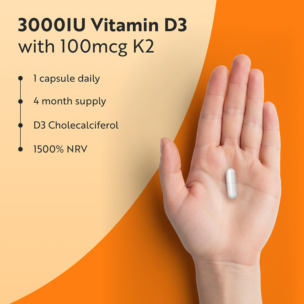 Vitamin D3 3000iu & K2 100ug MK7 - 120 Vegetarian Capsules - image 6