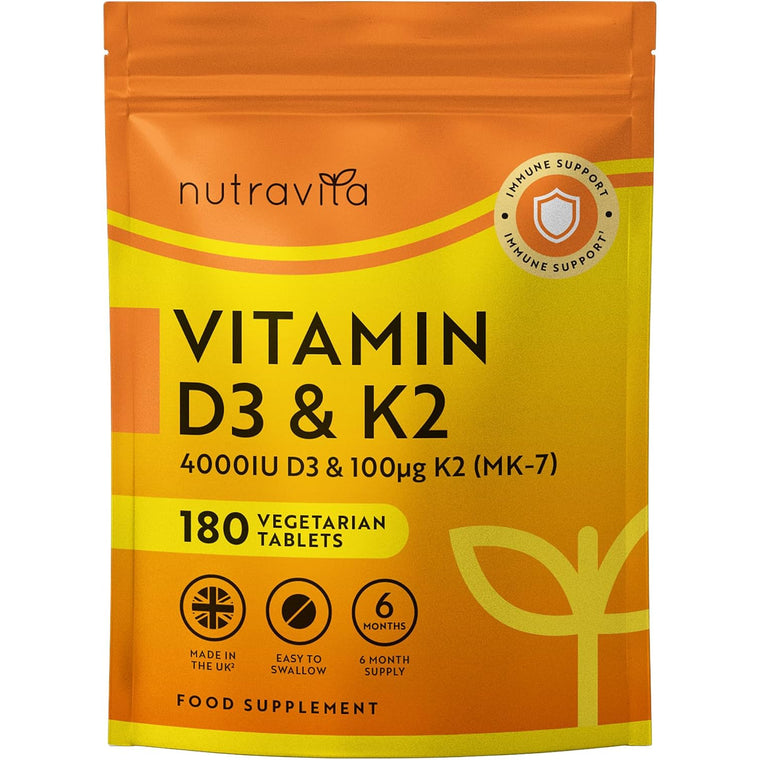 Vitamin D3 4000iu & K2 100μg MK7 - 180 Tablets