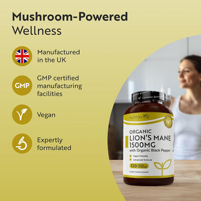 Organic Lions Mane 1500mg - 120 Vegan Capsules - image 5