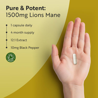 Organic Lions Mane 1500mg - 120 Vegan Capsules - image 3