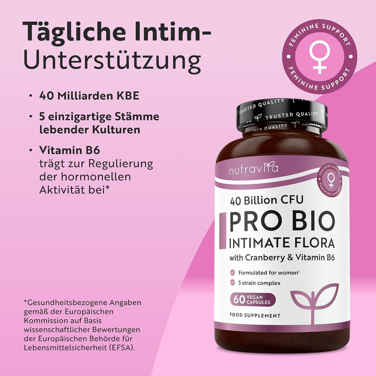 40 Billion CFU 5 Strain Probiotics - 60 Vegan Capsules