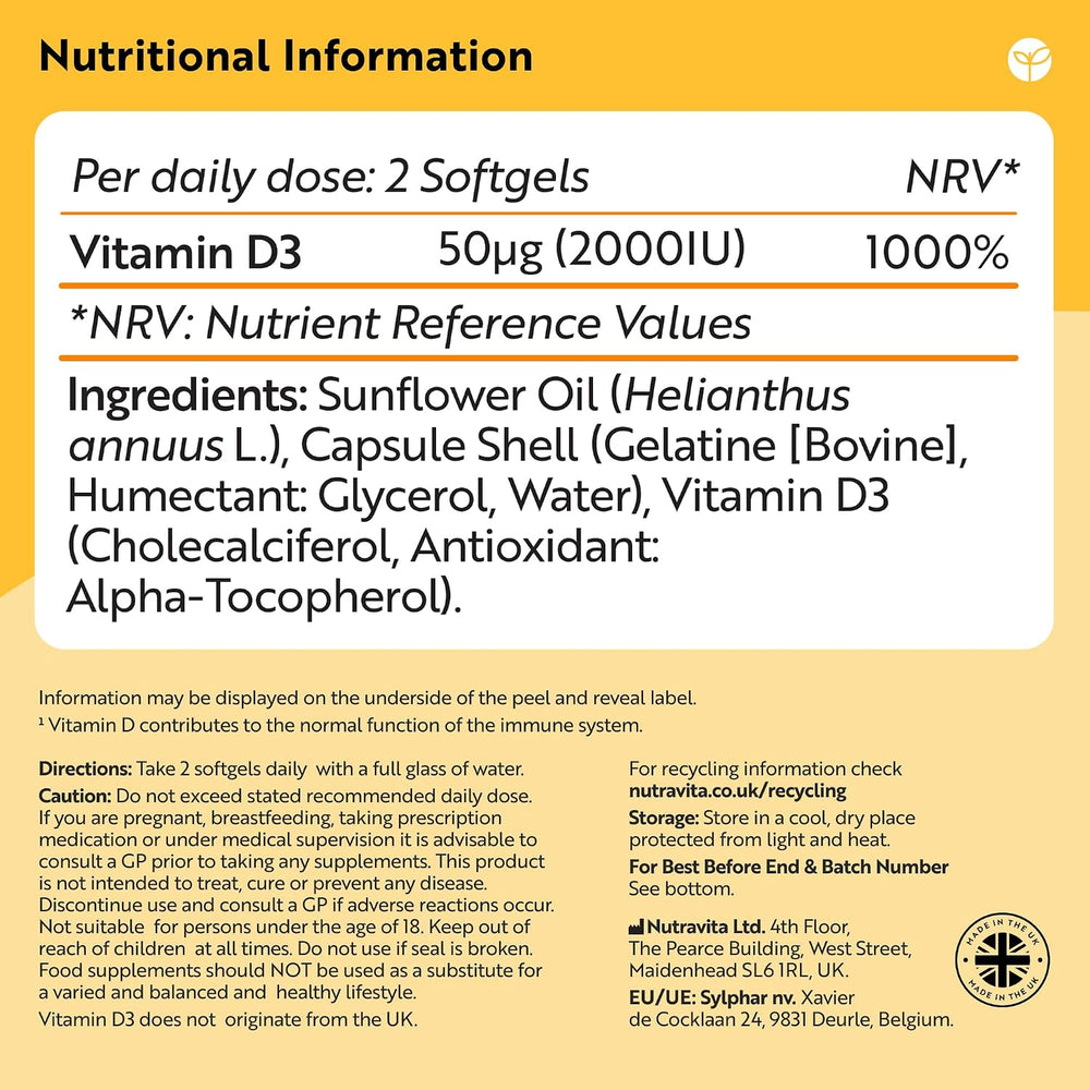 High Strength Vitamin D3 2000iu - 365 Softgels