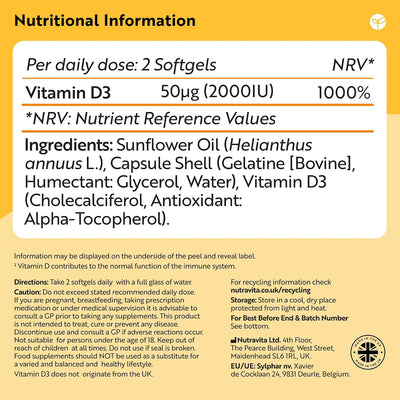High Strength Vitamin D3 2000iu - 365 Softgels