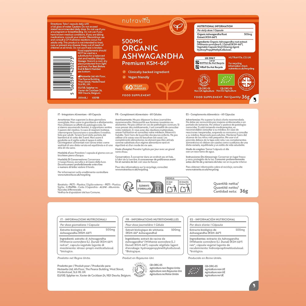 Organic Ashwagandha 500MG KSM-66 - 60 Vegan Capsules - image 11