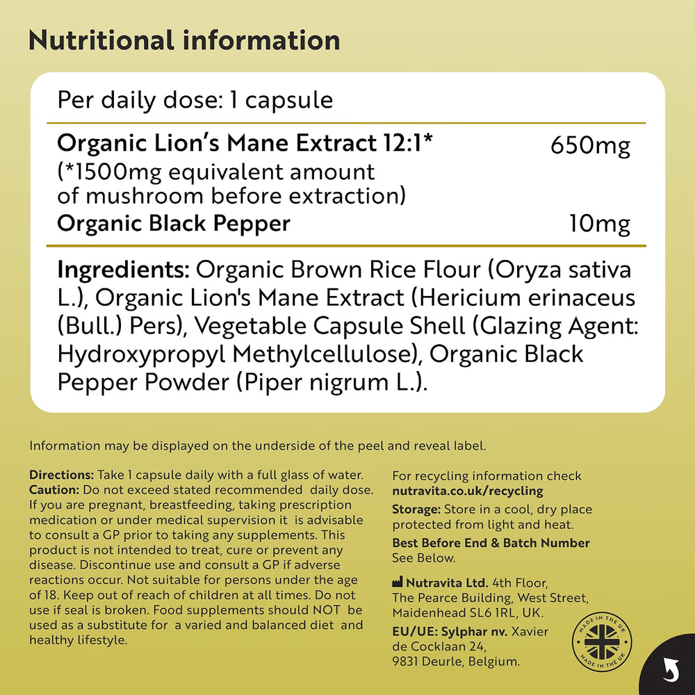 Organic Lions Mane 1500mg - 120 Vegan Capsules - image 9