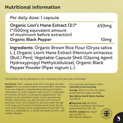 Organic Lions Mane 1500mg - 120 Vegan Capsules - image 9