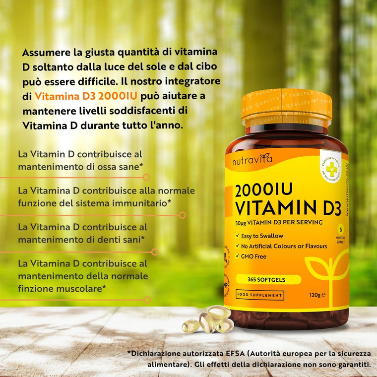 Vitamin D3 2000iu - 365 Softgels