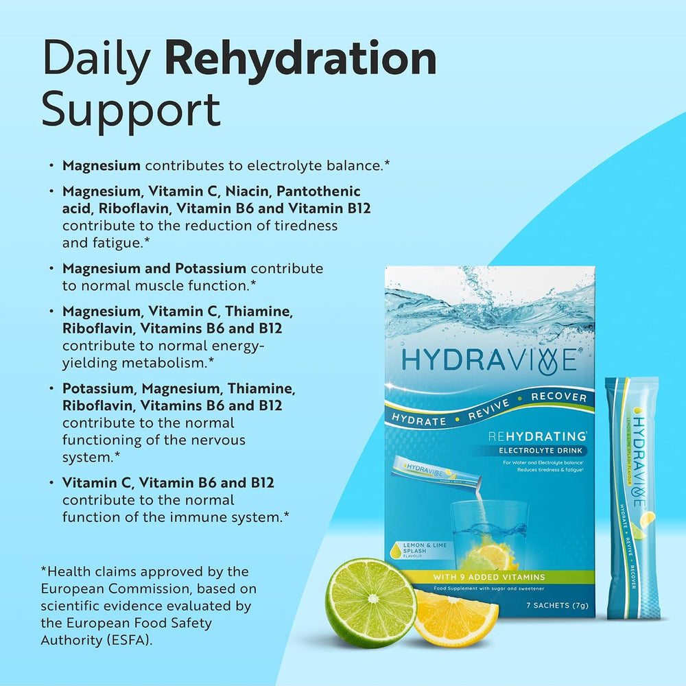 Hydravive Rapid Rehydration Electrolytes Powder - 7 Pack Lemon & Lime
