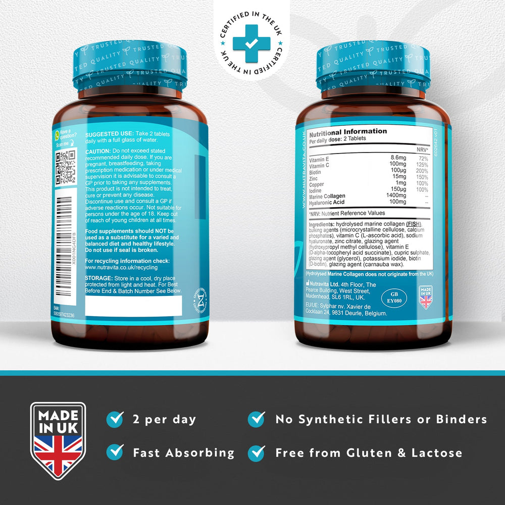 Marine collagen showing nutritional information