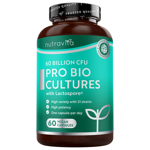 60 Billion CFU Bio Cultures | 60 Vegan Capsules | Nutravita
