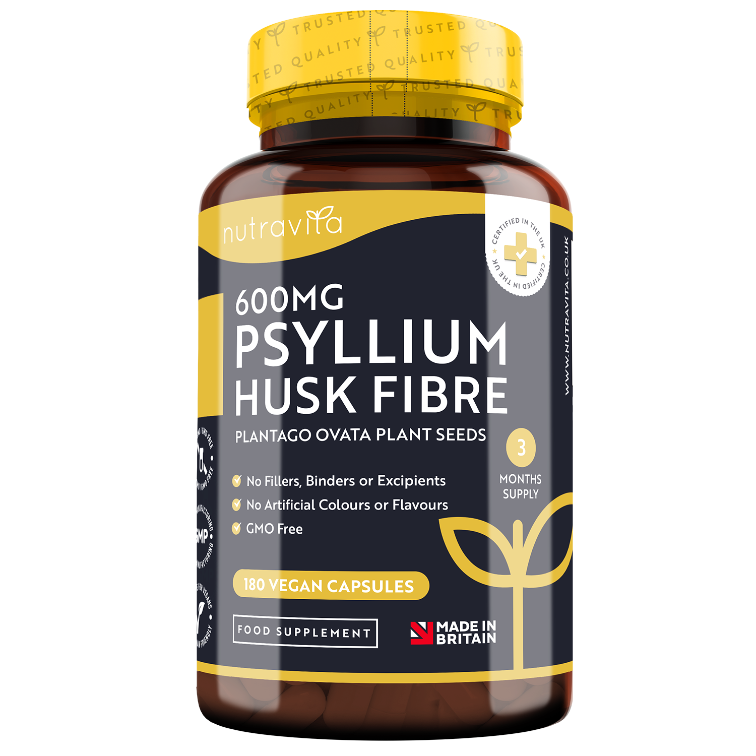 Psyllium Husk Fibre 700mg - 180 Vegan Capsules