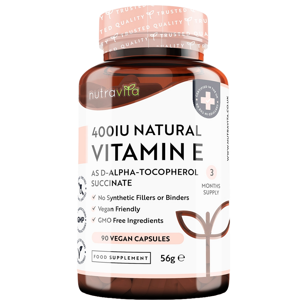 Nutravita vitamin E supplement bottle on a white background