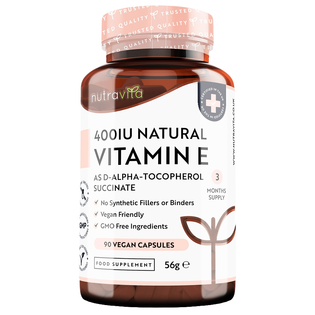 Nutravita vitamin E supplement bottle on a white background