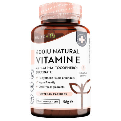 Nutravita vitamin E supplement bottle on a white background
