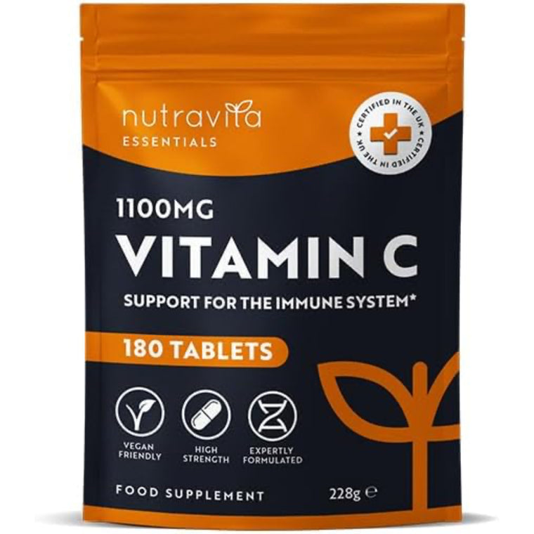Vitamin C Tablets 1100mg – 180 Premium Vegan and Vegetarian Tablets