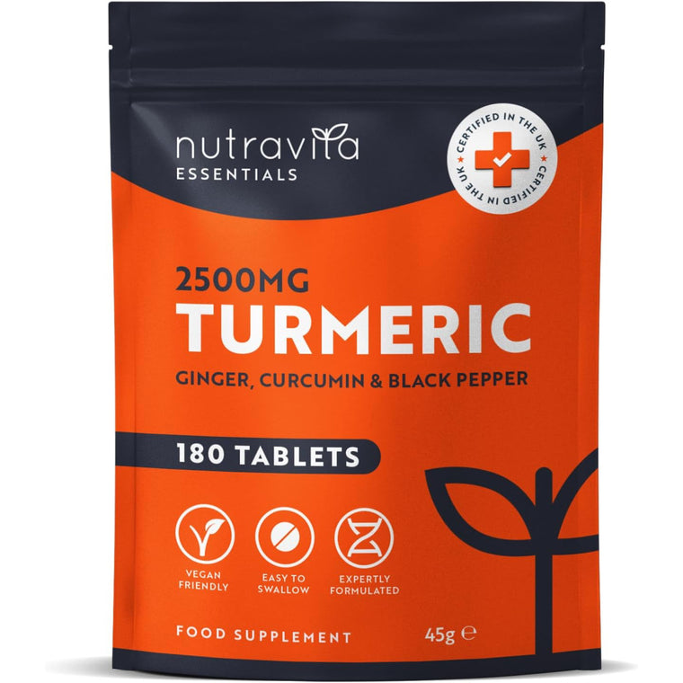 Turmeric 2500mg with Black Pepper, Ginger & Curcumin - 180 Tablets