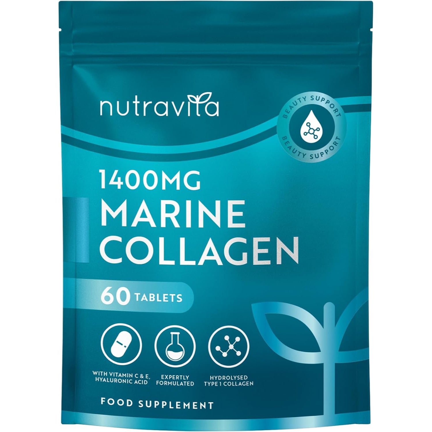 その他 marine collagens l Marine Collagen With Hyaluronic Acid 1400mg - 60 Tablets | Nutravita
