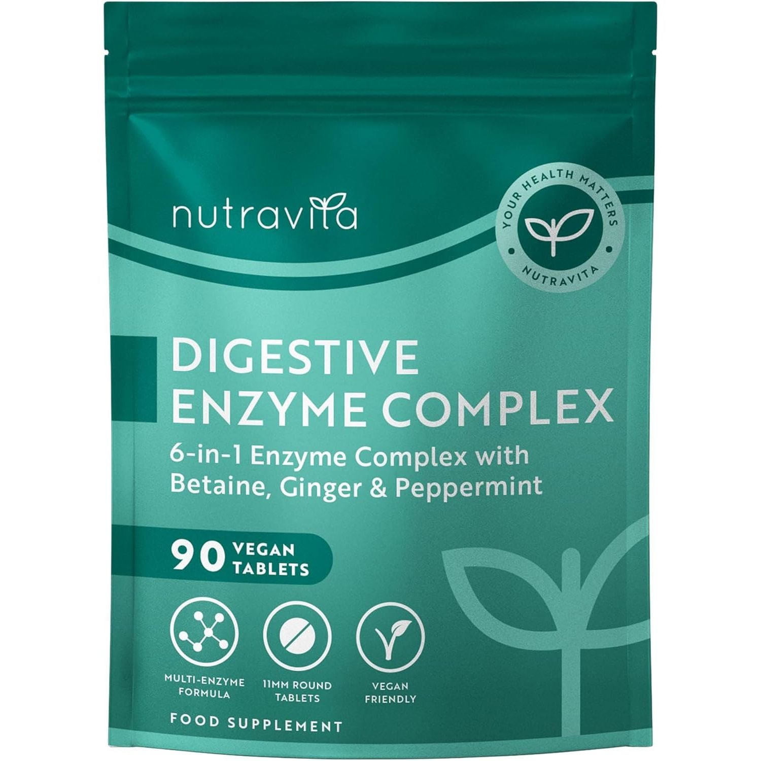 Digestive Enzyme Complex | 90 Vegan Tablets | Nutravita | Nutravita