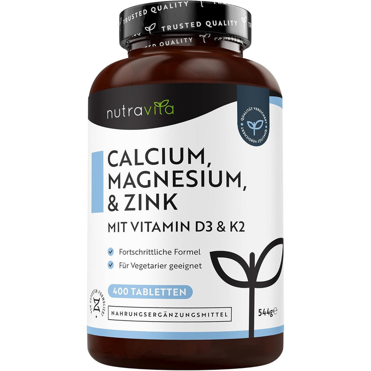 Calcium Magnesium Zink - 400 Hochdosiert vegetarische Tabletten