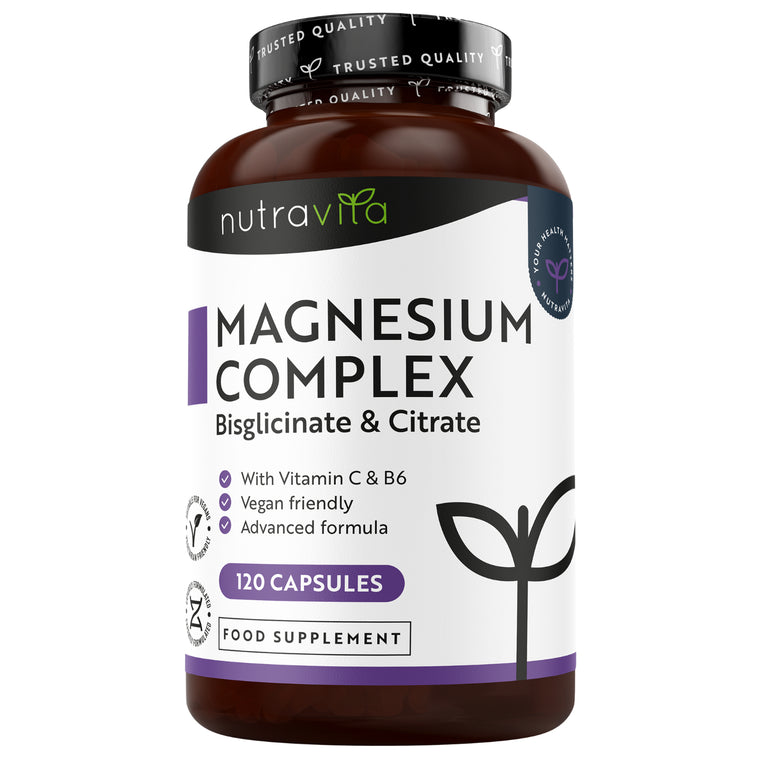 Magnesium Citrate 1545mg + Magnesium Bisglycinate 600mg – 120 Vegan Capsules