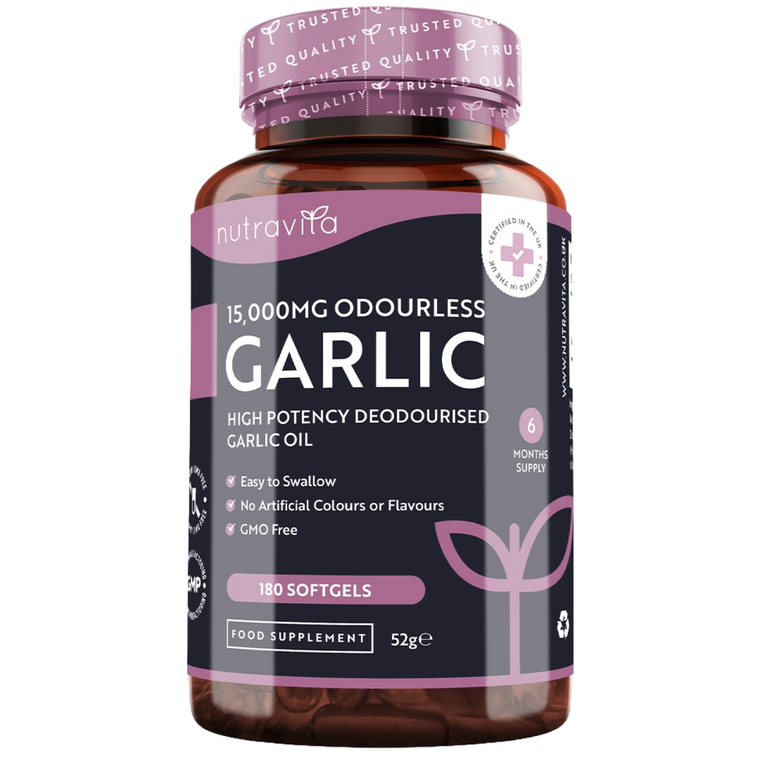 Garlic Capsules - Odourless High Strength 15,000mg - 180 Softgels