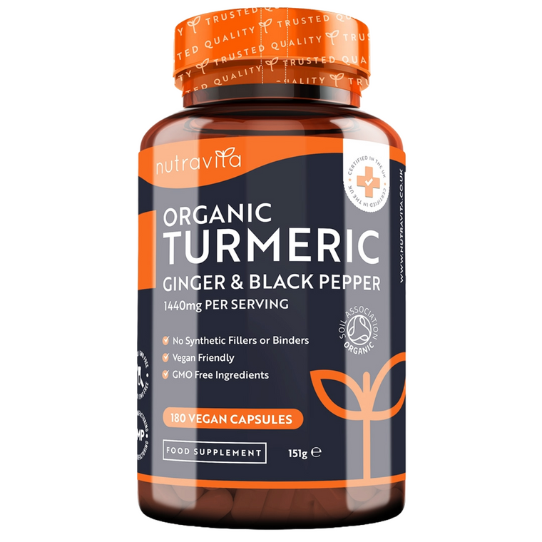 Organic Turmeric with Black Pepper & Ginger - 180 Vegan Capsules