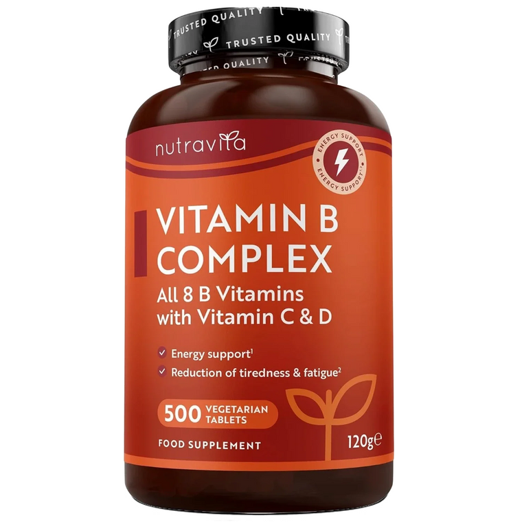 Vitamin B Complex with Vitamin D + Vitamin C - 500 Vegetarian Tablets