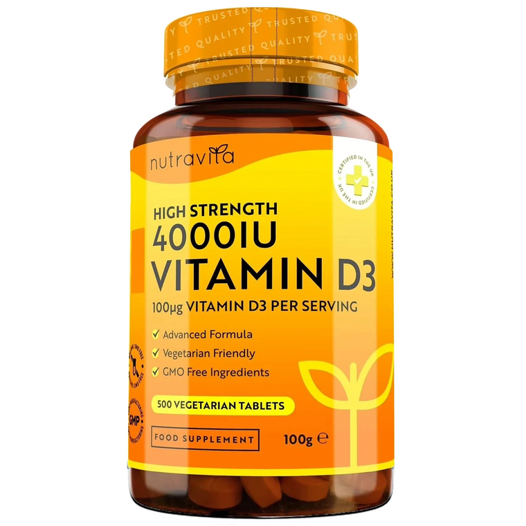 Vitamin D 4000 IU - Max Strength - 500 Vegetarian Tablets