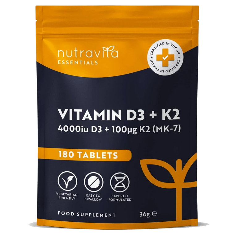 Vitamin D3 4000 iu & Vitamin K2 100μg (MK7) - 180 Tablets