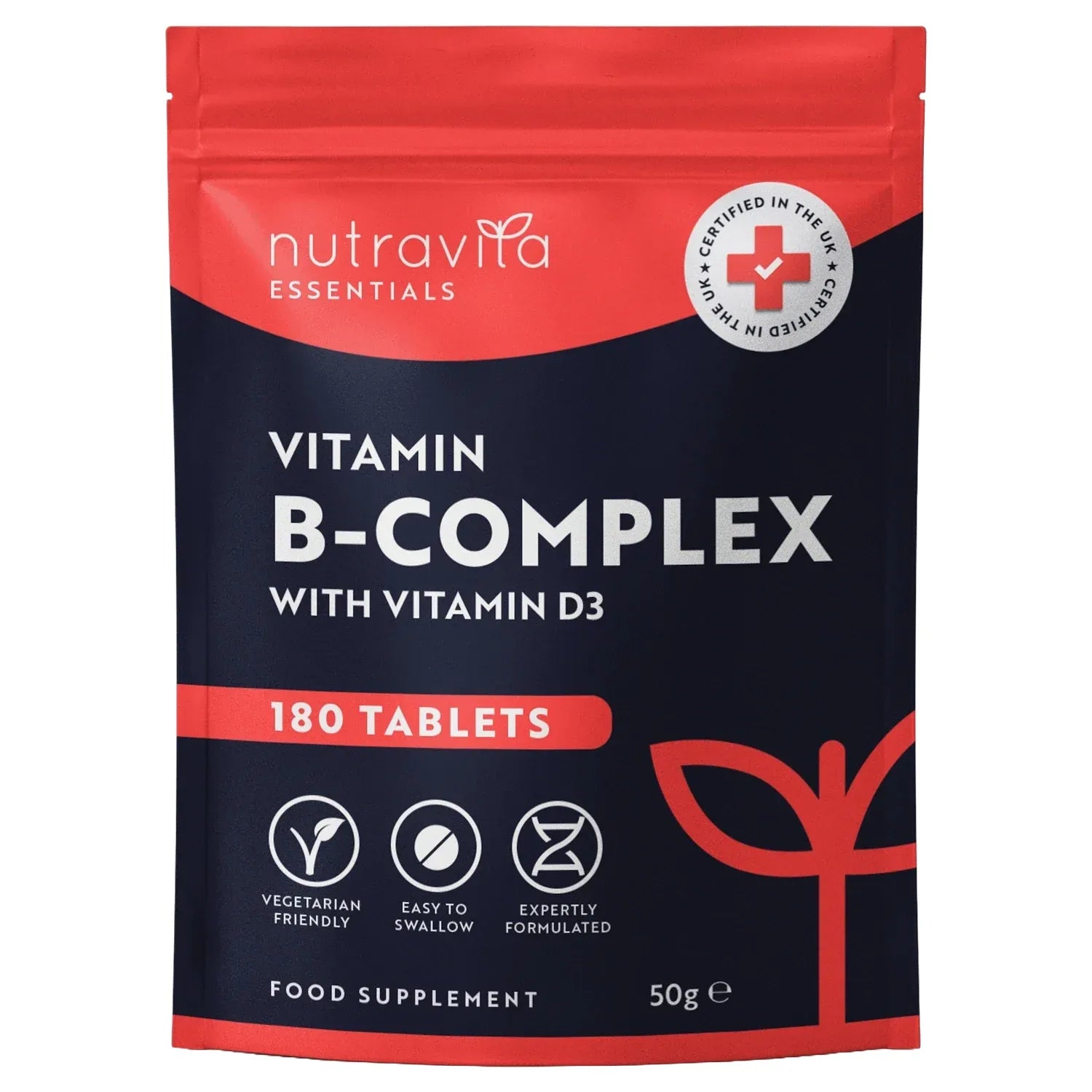 Vitamin B Complex with Vitamin D3 | 180 Tablets | Nutravita