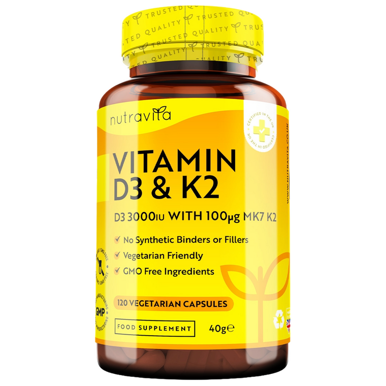 Vitamin D3 with Vitamin K2 - 120 Vegetarian Capsules