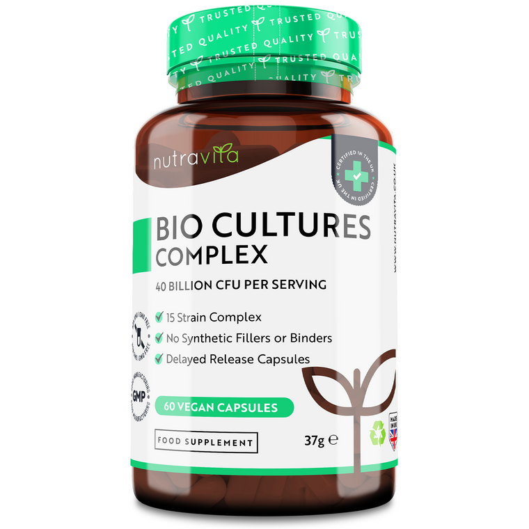 40 Billion CFU 15 Strain Bio Complex Cultures for Digestive Health - 60 Vegan Capsules