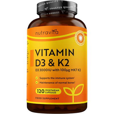 Vitamin D3 3000iu & K2 100ug MK7 - 120 Vegetarian Capsules - image 1