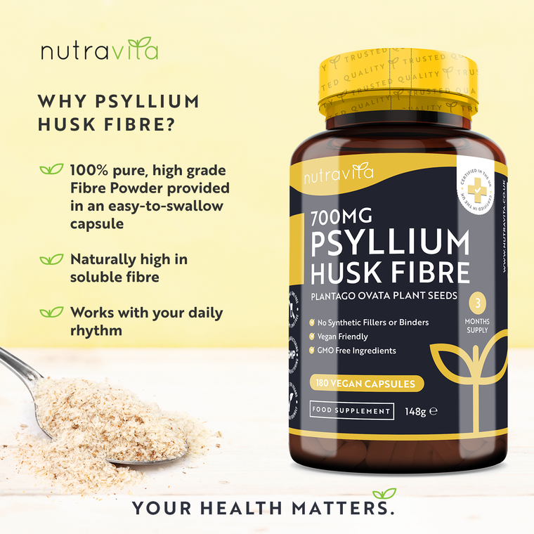 Psyllium Husk Fibre 700mg - 180 Vegan Capsules