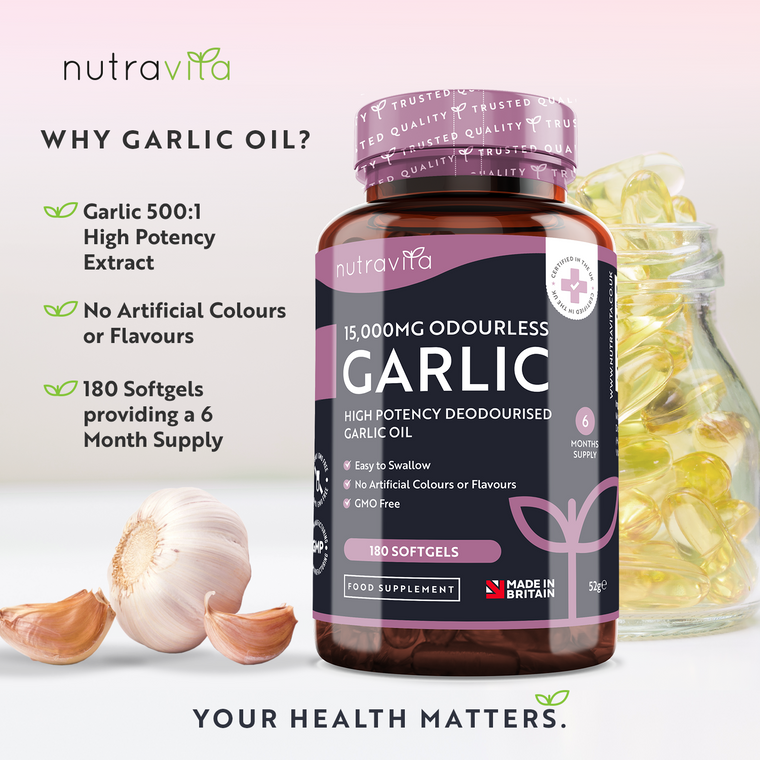Odourless Garlic Oil 15000 Capsules - 180 Softgels