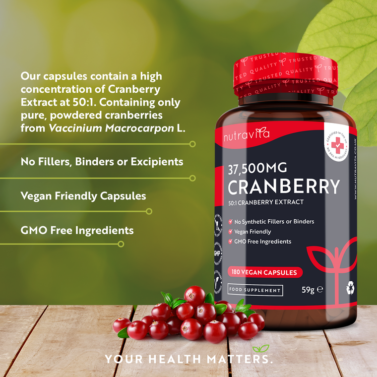 Cranberry 50:1 Extract 37500mg - 180 Vegan Capsules