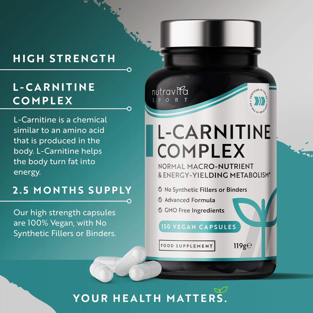 L Carnitine Capsules | 150 Vegan Capsules | Nutravita | Nutravita L Carnitine Capsules | 150 Vegan Capsules | Nutravita | Nutravita