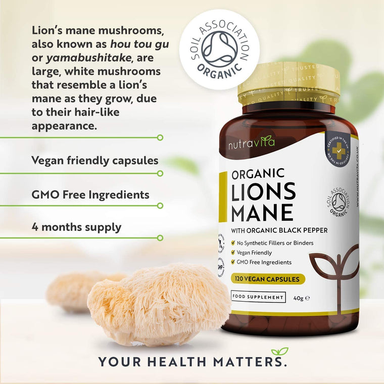 Organic Lions Mane 1500mg - 120 Vegan Capsules