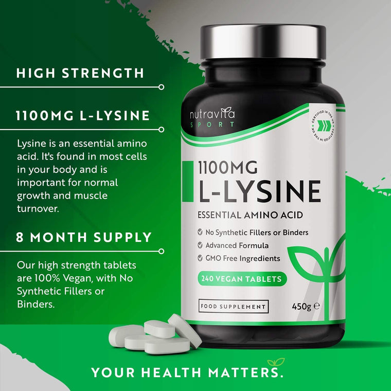L-Lysine 1100mg - 240 Vegan Tablets