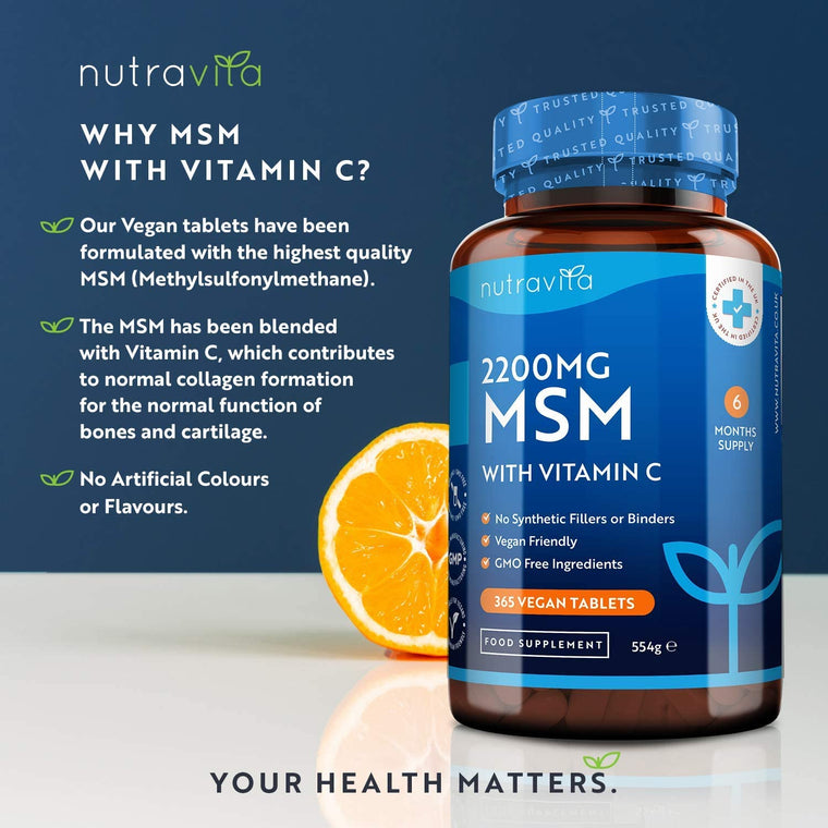 MSM 2200mg With Vitamin C - 365 Vegan Tablets