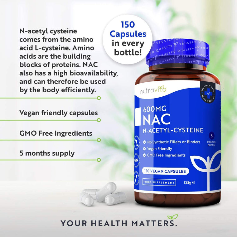 N-Acetyl-Cysteine (NAC) 600mg - 150 Vegan Capsules